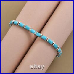 Turquoise Tennis Bracelet in Sterling Silver Metal Wt. 12.24 Grams