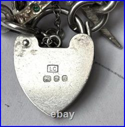 VINTAGE 1975 STERLING SILVER 3D CHARM BRACELET AND CHARMS with HEART CLASP VINTAGE 1975 STERLING SILVER 3D CHARM BRACELET AND CHARMS with HEART CLASP