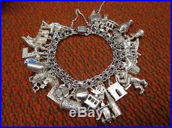 VINTAGE RHYTHM Sterling Silver Charm Bracelet (7) with 37 Charms Heavy 92g