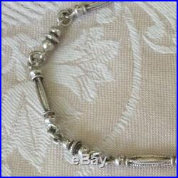 VINTAGE STERLING SILVER ANTIQUE CHAIN BRACELET with HEART PADLOCK and KEY CHARM