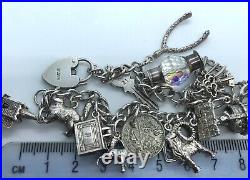 VINTAGE STERLING SILVER CHARM BRACELET 925 ASSORTED CHARMS 20th CENTURY 41.7g