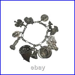 VINTAGE Sterling Silver Charm Bracelet 15 Charms Germany Religious Theme 59.3g VINTAGE Sterling Silver Charm Bracelet 15 Charms Germany Religious Theme 59.3g
