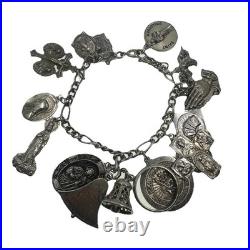 VINTAGE Sterling Silver Charm Bracelet 15 Charms Germany Religious Theme 59.3g VINTAGE Sterling Silver Charm Bracelet 15 Charms Germany Religious Theme 59.3g