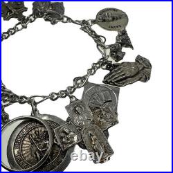 VINTAGE Sterling Silver Charm Bracelet 15 Charms Germany Religious Theme 59.3g VINTAGE Sterling Silver Charm Bracelet 15 Charms Germany Religious Theme 59.3g