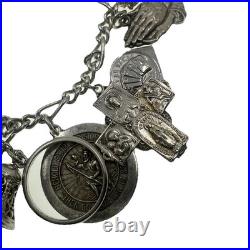 VINTAGE Sterling Silver Charm Bracelet 15 Charms Germany Religious Theme 59.3g VINTAGE Sterling Silver Charm Bracelet 15 Charms Germany Religious Theme 59.3g
