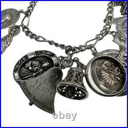 VINTAGE Sterling Silver Charm Bracelet 15 Charms Germany Religious Theme 59.3g VINTAGE Sterling Silver Charm Bracelet 15 Charms Germany Religious Theme 59.3g