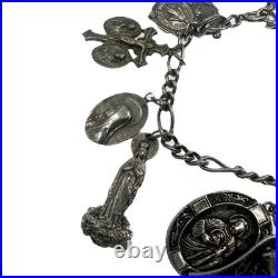 VINTAGE Sterling Silver Charm Bracelet 15 Charms Germany Religious Theme 59.3g VINTAGE Sterling Silver Charm Bracelet 15 Charms Germany Religious Theme 59.3g