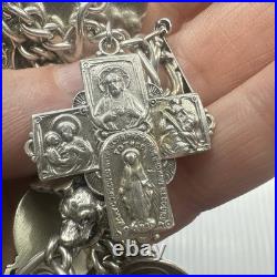 VINTAGE Sterling Silver Charm Bracelet 15 Charms Germany Religious Theme 59.3g VINTAGE Sterling Silver Charm Bracelet 15 Charms Germany Religious Theme 59.3g
