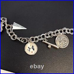 VNT 925 Sterling DBL LINK CHARM BRACELET -7 CHARMS Jack Benny Charm 7.5IN