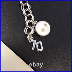 VNT 925 Sterling DBL LINK CHARM BRACELET -7 CHARMS Jack Benny Charm 7.5IN