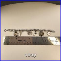 VNT 925 Sterling DBL LINK CHARM BRACELET -7 CHARMS Jack Benny Charm 7.5IN