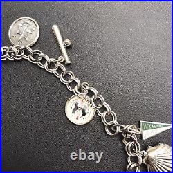 VNT 925 Sterling DBL LINK CHARM BRACELET -7 CHARMS Jack Benny Charm 7.5IN