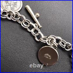 VNT 925 Sterling DBL LINK CHARM BRACELET -7 CHARMS Jack Benny Charm 7.5IN