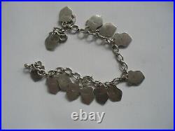 VTG 14 CHARM BRACELET WORLD TRAVELER'S SHIELDS ENAMEL & 835 SILVER 20g