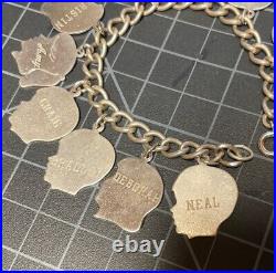 VTG Set 10 Sterling Silver Charm Bracelet Boy Girl Head Silhouette Names 7