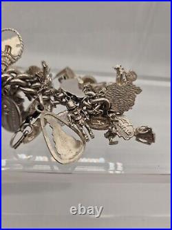 VTG Sterling Silver Charm Bracelet, sterling Approx 52 charms Including Disney