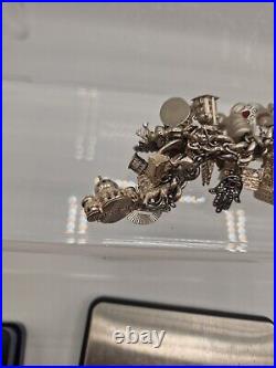 VTG Sterling Silver Charm Bracelet, sterling Approx 52 charms Including Disney