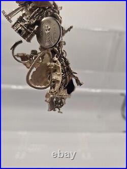 VTG Sterling Silver Charm Bracelet, sterling Approx 52 charms Including Disney