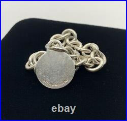 VTG Tiffany & Co. Sterling Silver Round Tag Charm Chain Bracelet Authentic 33.3g