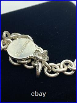 VTG Tiffany & Co. Sterling Silver Round Tag Charm Chain Bracelet Authentic 33.3g