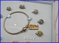 Very Rare Chamilia Peace On Earth Sterling Silver Bracelet Set With Charms -bo