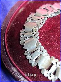 Victorian Fancy Book Link Charm Bracelet Sterling Silver