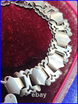 Victorian Fancy Book Link Charm Bracelet Sterling Silver