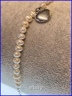 Vincenza Sterling Silver bracelet 925 Freshwater Pearl heart charm 12.63g