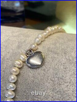 Vincenza Sterling Silver bracelet 925 Freshwater Pearl heart charm 12.63g