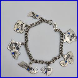 Vintage 1940-50s Sterling Silver 925 Hawaiian Tourist 7 Charms Bracelet 7