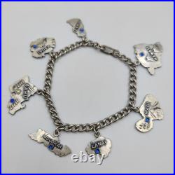 Vintage 1940-50s Sterling Silver 925 Hawaiian Tourist 7 Charms Bracelet 7