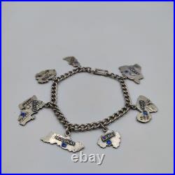 Vintage 1940-50s Sterling Silver 925 Hawaiian Tourist 7 Charms Bracelet 7