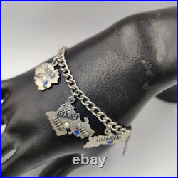 Vintage 1940-50s Sterling Silver 925 Hawaiian Tourist 7 Charms Bracelet 7
