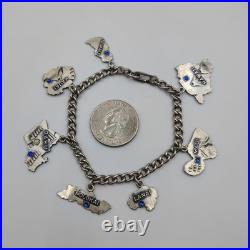Vintage 1940-50s Sterling Silver 925 Hawaiian Tourist 7 Charms Bracelet 7
