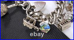 Vintage 1950s Chunky Sterling Silver Charm Bracelet 62g