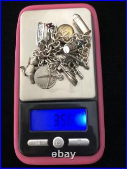 Vintage 1950s Sterling Silver Moveable Charm Bracelet 7