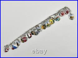 Vintage 1960s 800 Silver Enamel European Travel (25) Charm Bracelet 7 length