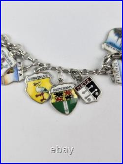 Vintage 1960s 800 Silver Enamel European Travel (25) Charm Bracelet 7 length