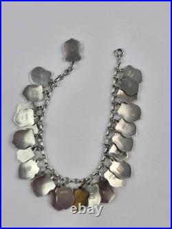 Vintage 1960s 800 Silver Enamel European Travel (25) Charm Bracelet 7 length
