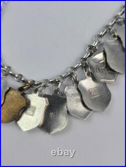 Vintage 1960s 800 Silver Enamel European Travel (25) Charm Bracelet 7 length