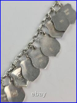 Vintage 1960s 800 Silver Enamel European Travel (25) Charm Bracelet 7 length