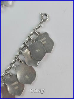 Vintage 1960s 800 Silver Enamel European Travel (25) Charm Bracelet 7 length