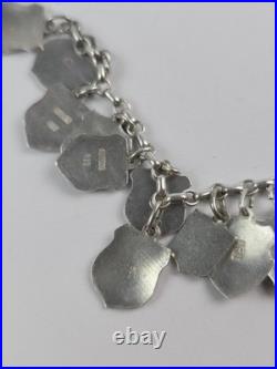 Vintage 1960s 800 Silver Enamel European Travel (25) Charm Bracelet 7 length