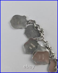 Vintage 1960s 800 Silver Enamel European Travel (25) Charm Bracelet 7 length