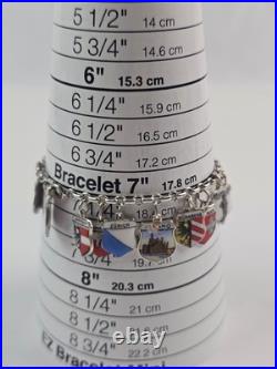 Vintage 1960s 800 Silver Enamel European Travel (25) Charm Bracelet 7 length