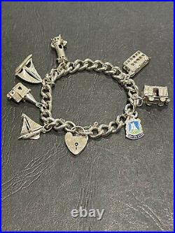 Vintage 1960s Solid Silver Charm Bracelet With Various Charms, London 1967