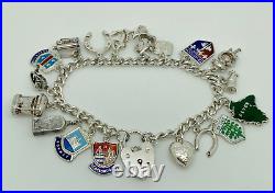 Vintage 1961 English Sterling Silver Charm Bracelet + 18 Charms