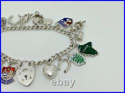 Vintage 1961 English Sterling Silver Charm Bracelet + 18 Charms