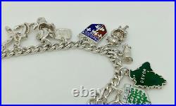 Vintage 1961 English Sterling Silver Charm Bracelet + 18 Charms