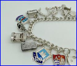 Vintage 1961 English Sterling Silver Charm Bracelet + 18 Charms